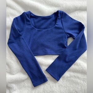 Tiger Friday Indigo Blue Long Sleeve Crop Top CL